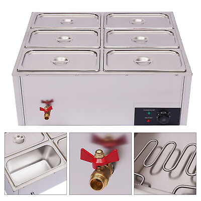 6 Pan Commercial Electric Food Warmer Bain Marie Buffet Countertop Steam Table $185.25