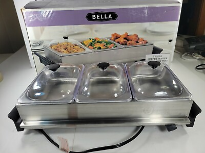 Bella Triple Buffet Server And Warming Tray three 1.5 Qt. Removable Chafing Dish $69.99