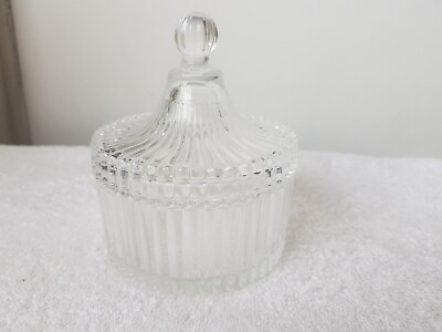 #ad Ribbed Carousel Glass Jar Crystal Clear Lid Wedding Buffet Candle Candy Food Jar AU $12.97