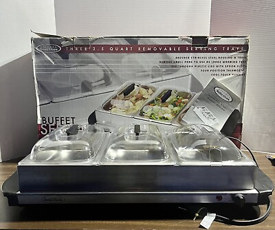 3 2.5 QT SILVER REMOVEABLE SERVING TRAYS BUFFET SERVER KITCHEN SELECTIVES W BOX $26.50