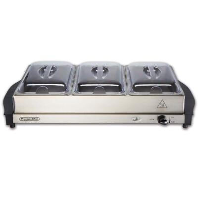 #ad Buffet Food Server Warming Tray 6.6 Qt. Stainless Steel 3 Crocks Heating Meal $83.99