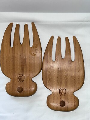 #ad Totally Bamboo 1 Large Pair Bamboo Salad Serving Forks $10.00