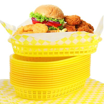 #ad 24 Pcs Fast Food Baskets with 100 Deli Liners Deli Baskets Food Baskets for Serv $27.84