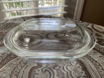 Vintage PYREX 602 B Clear Glass Oval Dish with 602 C Lid Refrigerator Casserole  $12.50