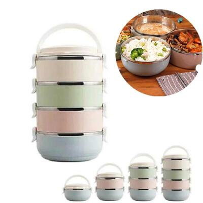 4 Layers Stainless Steel Lunch Box Container Thermal Soup Hot Food Insulated $11.99