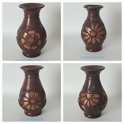 #ad VTG KOROND Hand Carved Ceramic Vases Signed Transylvania Pottery Rustic 2 $17.35