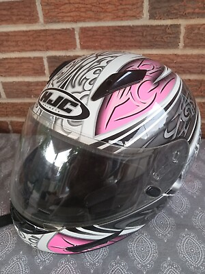 #ad #ad HJC Helmet Draco CL 15. Women’s Large Pre owned Pink White Gray Black Face Mask $59.99