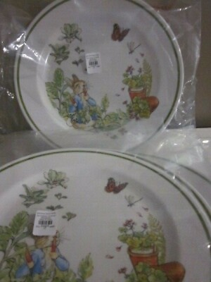 #ad S 4 Pottery Barn Kids Peter Rabbit Easter Garden Dinner Plates Chargers NWT $99.95