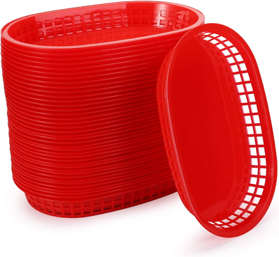 FAST FOOD BASKETS Plastic Basket Hot Dogs Burgers Sandwiches Red 40 Pack $46.99