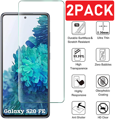 2 Pack For Samsung Galaxy S20 FE 5G Clear Screen Protector Guard Tempered Glass $4.45
