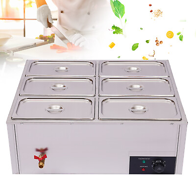 6 Pan Steamer Electric Food Warmer Buffet Countertop Steam Table Commercial USA $185.25