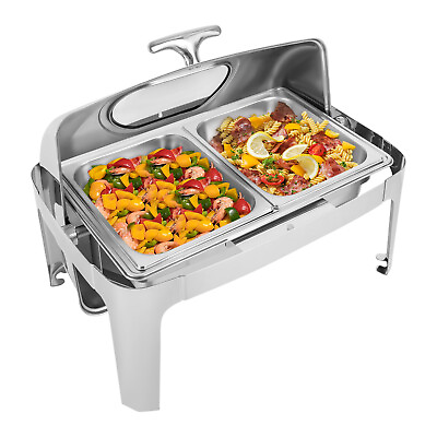 #ad Luxury Buffet Chafing Dish Stainless Steel 9 Litre Food Warmer 2 Pans Food Heat $139.65