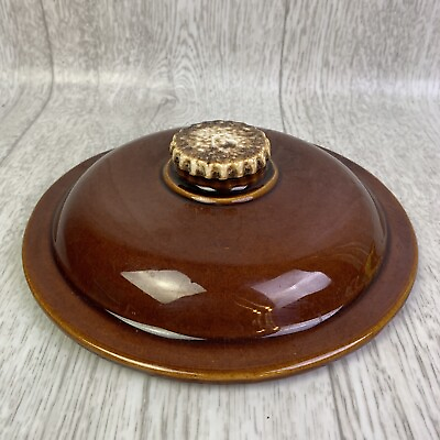 Hull Brown Oval Drip Glaze Lid Only Oven Proof USA 8” $9.95