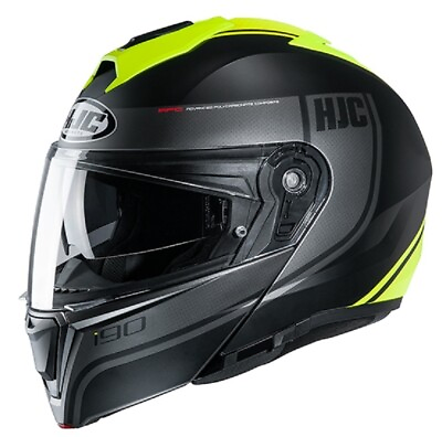 #ad #ad Helmet Modular Motorcycle HJC i90 Davan mc4hsf Matte Black Yellow Fluo Size L $257.76