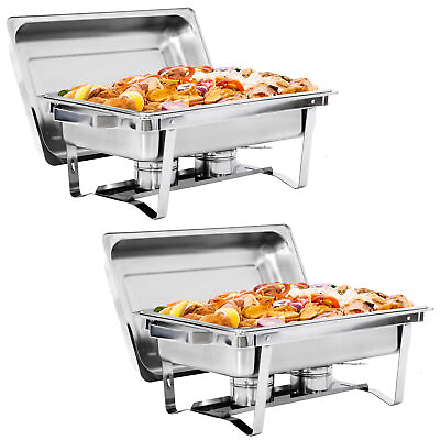 2 Pack 8QT Chafing Dish Food Warmer Stainless Steel Buffet Chafer W Foldable Leg $71.58
