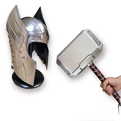 #ad Set of Thor Helmet amp; Thor Hammer Thor Mjolnir Metal Personalized Thor Hammer. $231.48