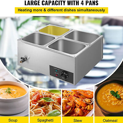 #ad 4 Pan Food Warmer Buffet Server Hot Plate 18L Tray Adjustable Temperature 600W $209.39