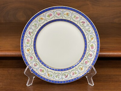 #ad Haviland Limoges MALMAISON 7.5” Blue Rimmed Floral Salad Plate France $59.00