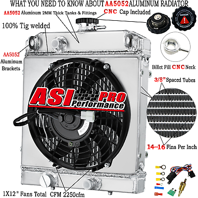 #ad 2 Row Aluminum Radiator Shroud Fan For Artic Cat Prowler Alterra 700 550 TRV 450 $169.00