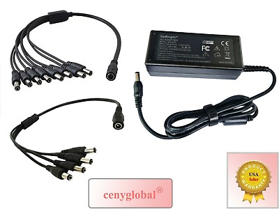 #ad AC Adapter 4 8 Way Splitters For Q See MPN CS 1203000 CCTV surveillance Charger $9.99