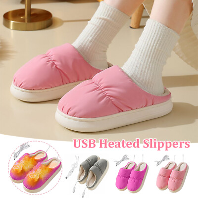 #ad USB Heated Slippers Electric Heating Cotton Slippers Foot Warmer Winter Gifts $25.85