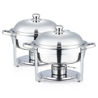 2 Pack 5.3Qt Stainless Steel Chafer Chafing Dish Sets Bain Marie Food Warmer $57.46