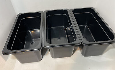 Set of 3 Cambro EN 631 1 Black 1 3 Size x 6“ Food Pan Containers Used Good Cond $14.99