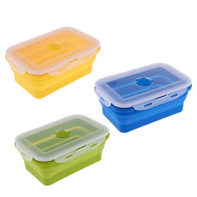 #ad Silicone Food Portable Bowl Bento Box Foldable Storage Tool $14.49