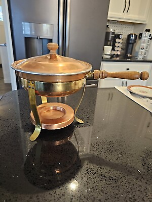 #ad Vintage Copper Chafing Dish Fondue Pot $35.00