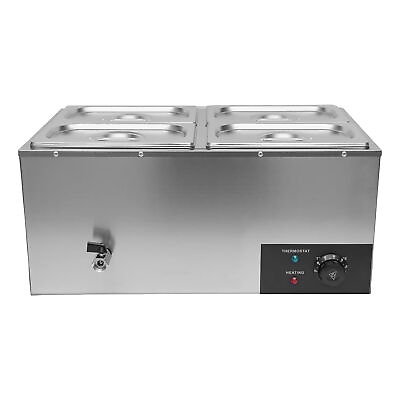 #ad Electric Food Warmers 4 Pan Buffet Server with Lid and Tap 110V Stainless Steel $152.90