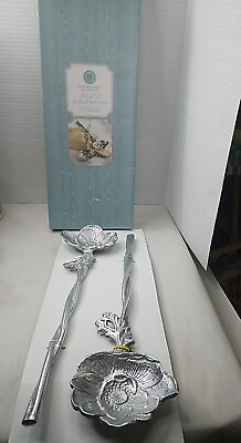 #ad Martha Stewart Metal Salad Servers Park Flowers Collection Silver Tone 2pc $21.99