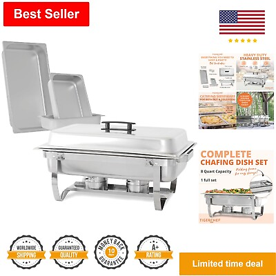 #ad #ad Complete Chafing Dish Set Stainless Steel Buffet Food Warmer 8 Qt Capacity $135.99