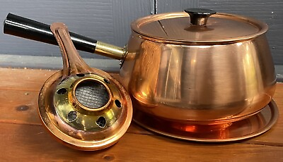 Vintage Anodised Copper 2L Saucepan amp; Spirit Burner Set: Portable Warmer Display AU $44.95