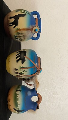 #ad Set Of 3 vintage native american indian pottery vases $18.00
