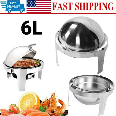 #ad Round 6 Litre Chafing Dish Roll Top Lid BUFFET DISH PARTY FOOD WARMER US $139.99