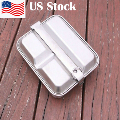 #ad US Military Mess Kit Stainless Steel Outdoor Camping Mess Tin Food Plate New $19.99