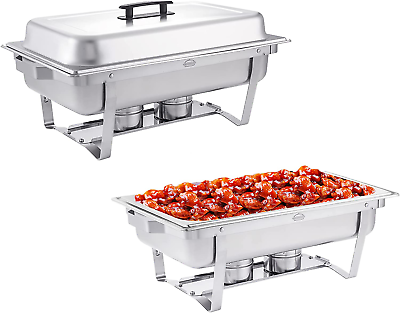 Chafing Dish Buffet Set 2 Pack 8QT Stainless Steel Chafing Dishes for Buffet F $120.99