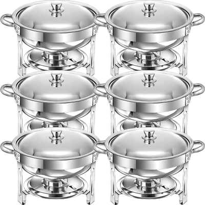 #ad #ad Chafing Dish Buffet Set 5 QT 6 Packs Stainless Steel Buffet Servers Food Warmers $186.69