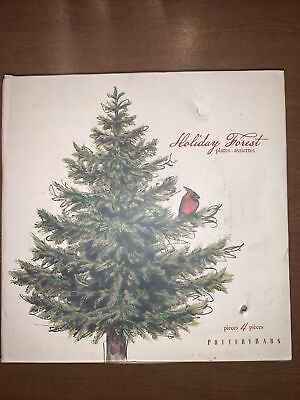 #ad Pottery Barn Holiday Forest Set Of 4 Salad Plates $50.00