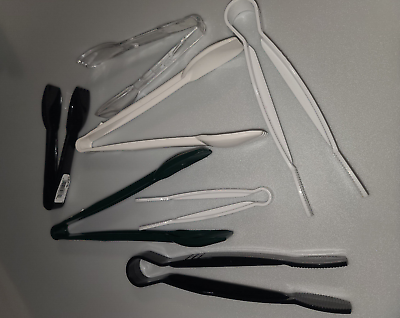 #ad #ad Lot of 7 Serving Tongs Salad Tong Various Sizes and Colors Green Black White $9.29