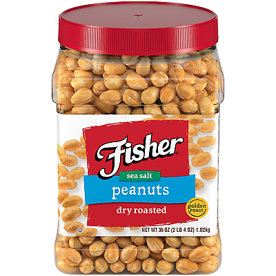 #ad Fisher Snack Sea Salt Dry Roasted Peanuts 36 Ounces No Artificial Colors or F $29.08