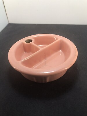 #ad Handcraft Vtg Ceramic Baby Food Warmer Dish Pink 7” X 2” Cracks Inside $22.50