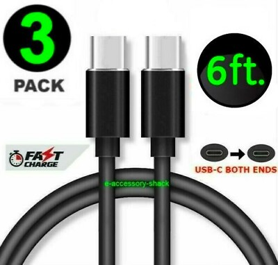 3 Pack 6FT USB C to USB C Cable Fast Charge Type C Charging Cord Rapid Charger $9.88