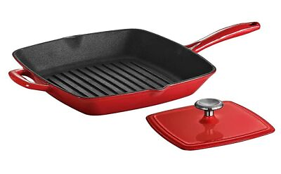 #ad Tramontina Grill Pan W Press Enameled Cast Iron 11quot; Inch Red $39.71