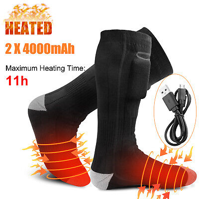Electric Heated Sock Rechargeable 4000mAhBattery Winter Thermal Warm Ski Hunting $37.99