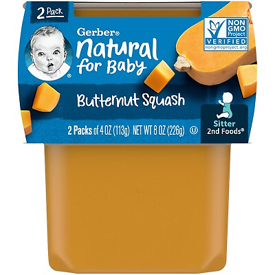 #ad Gerber 2nd Foods Natural for Baby Baby Food Butternut Squash 4 oz Tubs 2 Pack $5.94