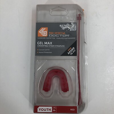 Shock Doctor Gel Max Convertible Red Youth Mouth Guard Custom Fit Ages 10 HG28 $14.95