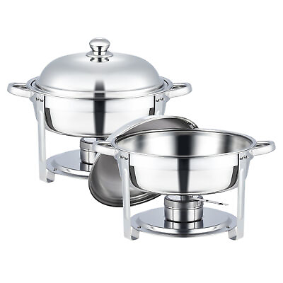 #ad 2 Packs Round Chafer Chafing Dish 5.3QT Sets Bain Marie Buffet Food Warmers $57.47