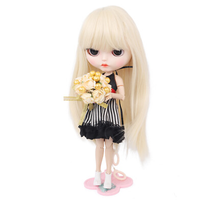 12quot; Blythe doll Nude Light gold hair Carved lips dud mouth sleep eyes Joint body $134.99
