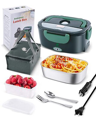 #ad 80W Faster Electric Lunch Box Home Office Truck Car Food Warmer Portable Fo... $35.96